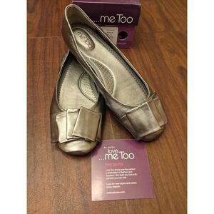 Me Too Women's US 9.5 M Lilyanas Metallic Pewter Leather Ballet Flats